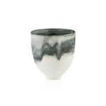 Kyra Cane (b.1962) Vessel tonal black and green glaze on a white ground 13.7cm high.Overall