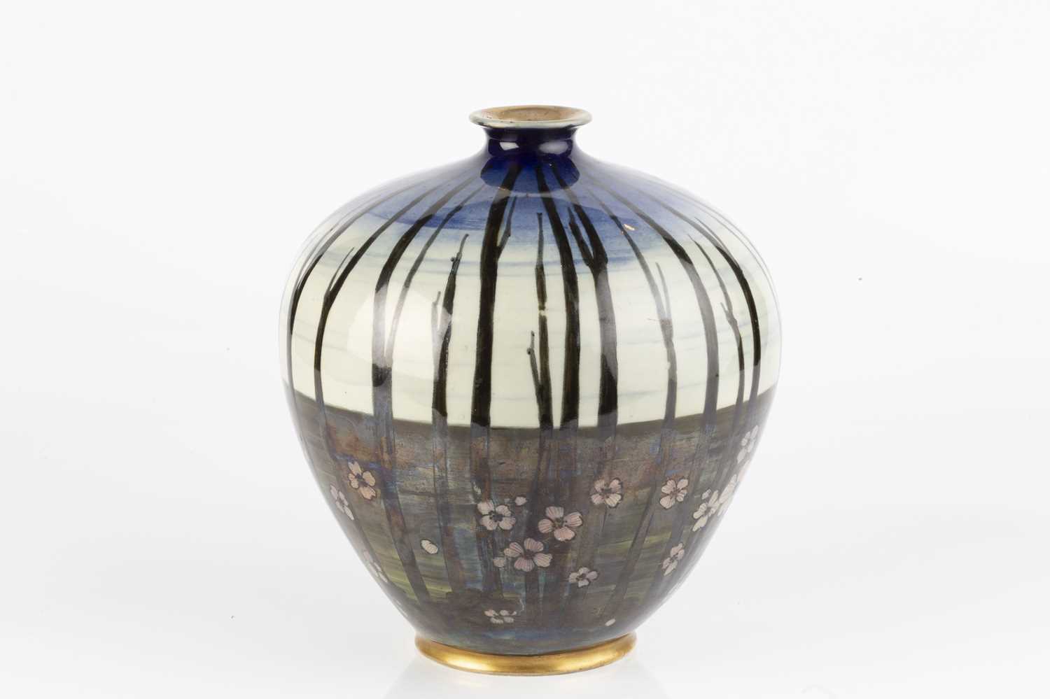 Attributed to Riessner, Stellmacher & Kessel Art Nouveau vase painted with a maiden in a forest - Image 2 of 4