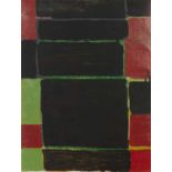 Frank Beanland (1936-2019) Green and Red signed with initials (lower) acrylic on newspaper 60 x