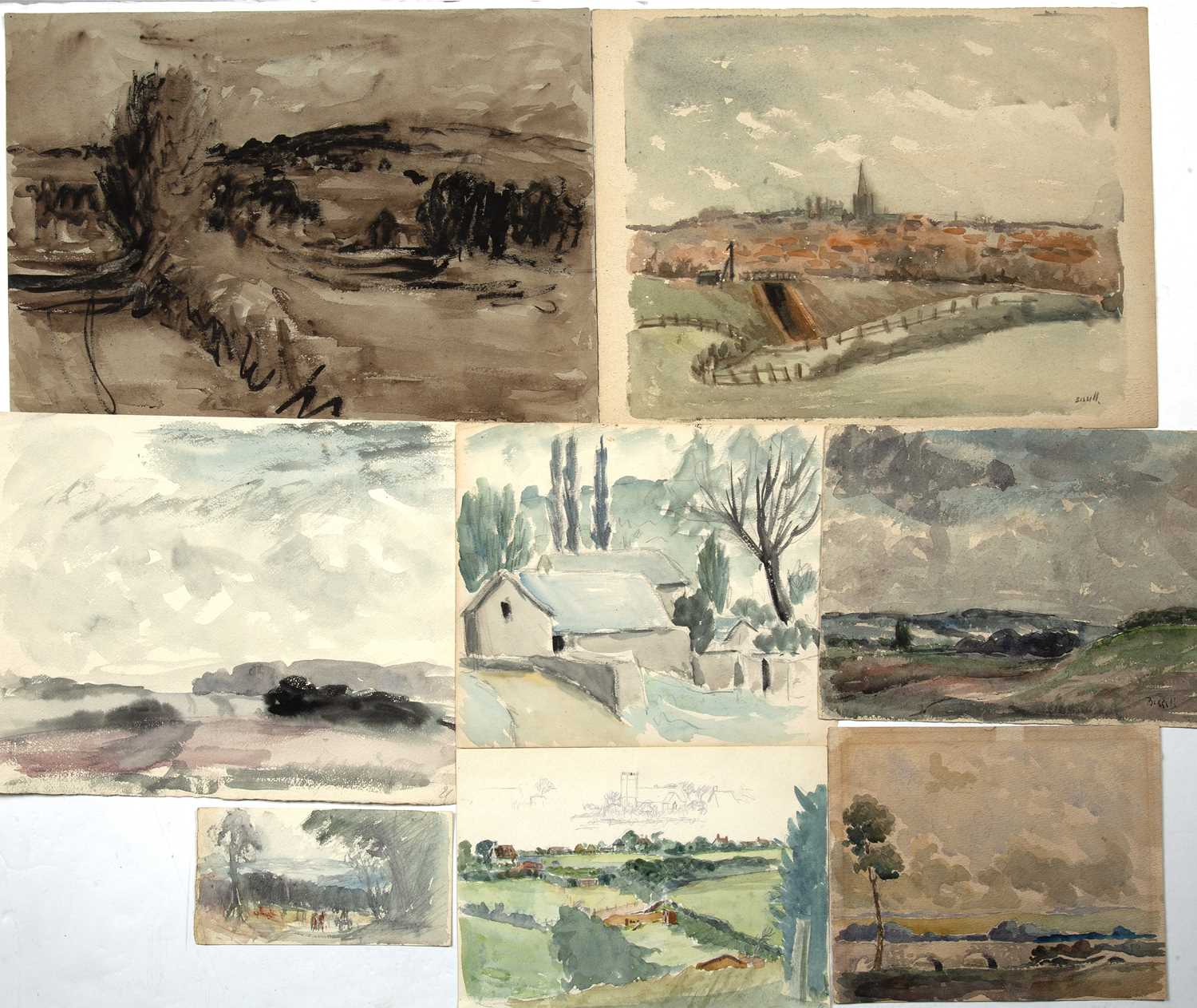 George Bissill (1896-1973) A folio of thirty-three watercolours and pencil sketches predominantly - Image 2 of 4