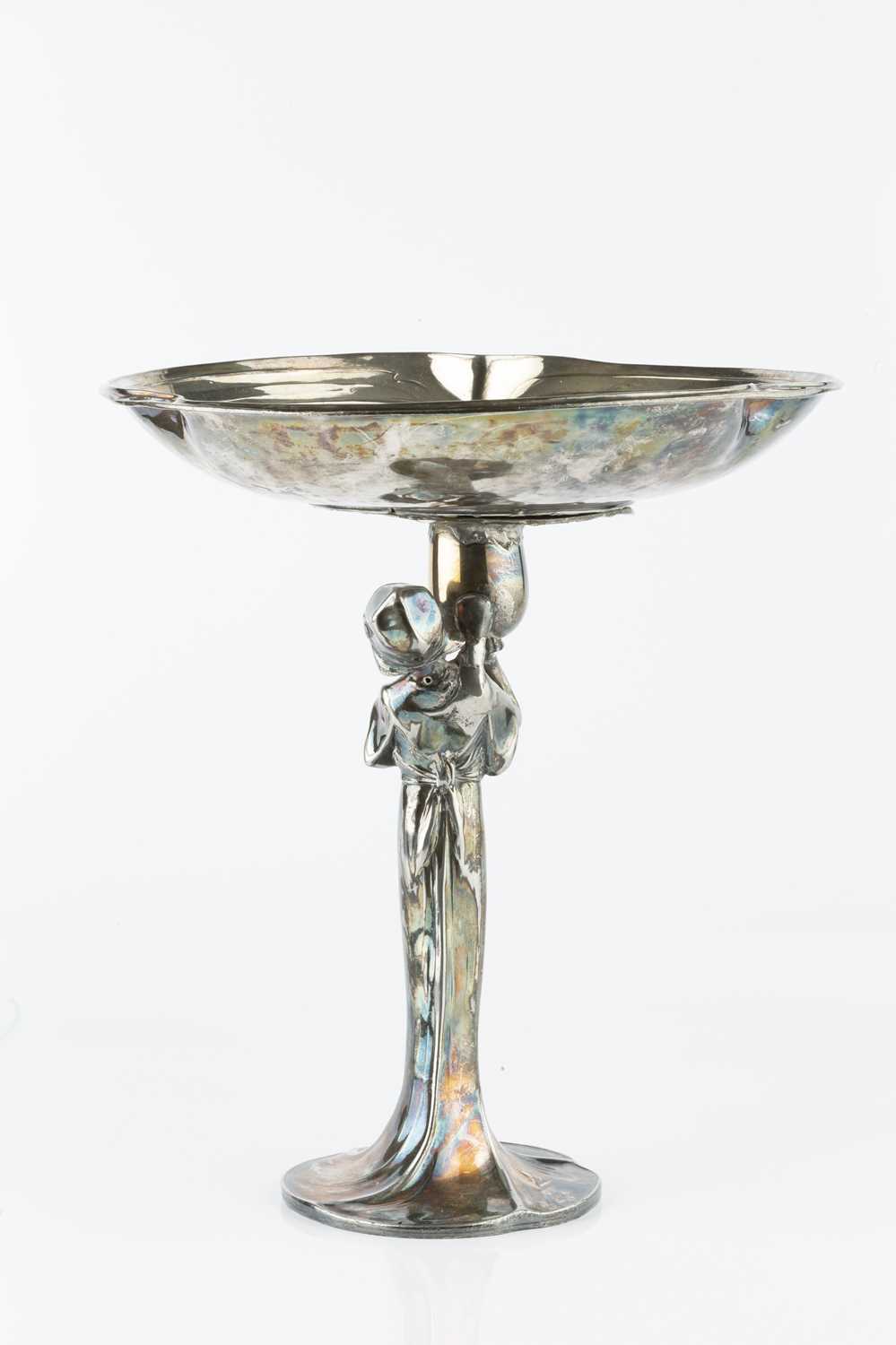 Kayserzinn Art Nouveau fruit stand, circa 1902 silver plate impressed marks 26cm high.The top is - Image 3 of 5
