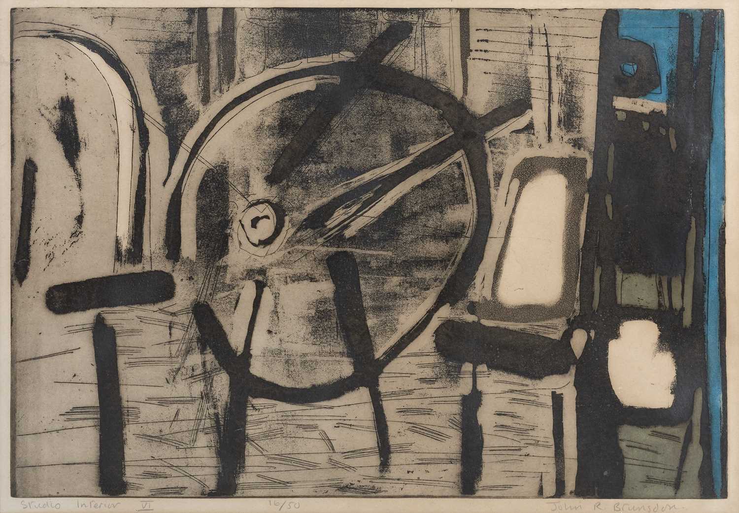 John Brunsdon (1933-2014) Studio Interior VI, circa 1960 signed and titled in pencil (in the margin)