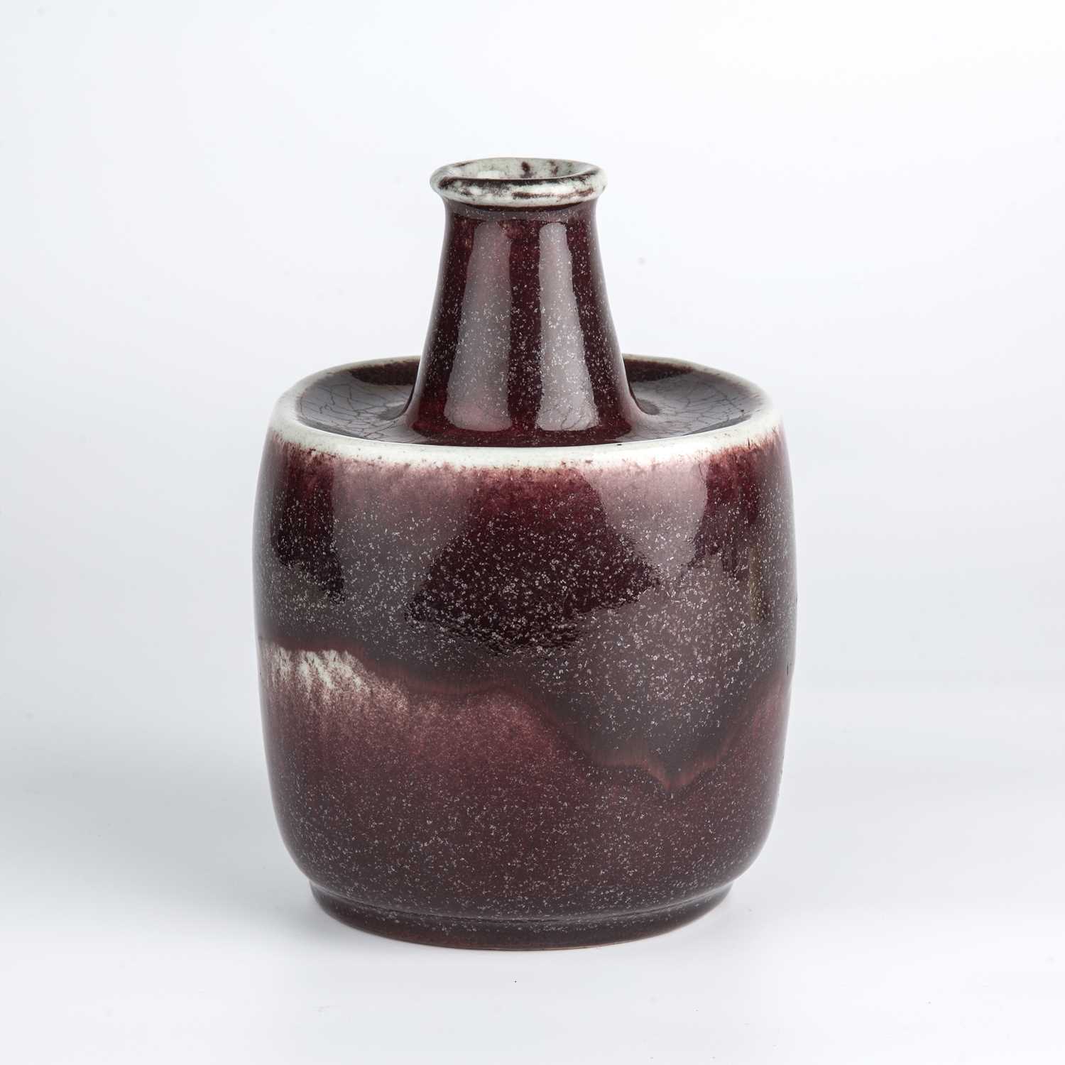 Gertrud Vasegaard (1913–2007) for Bing & Grondall Vase mallet form with dark red glaze incised - Image 2 of 3