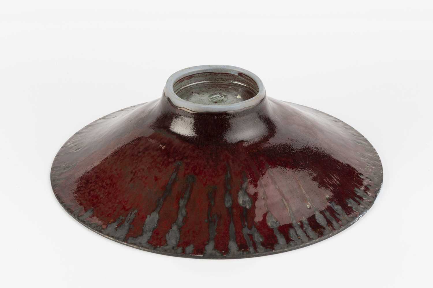 Abdo Nagi (1941-2001) Flared bowl red glaze with bronze rim impressed potter's seal 10.5cm high, - Image 4 of 4