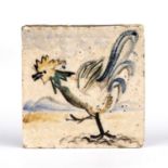 Attributed to Bernard Leach (1887-1979) at Leach Pottery Tile painted with a chicken impressed