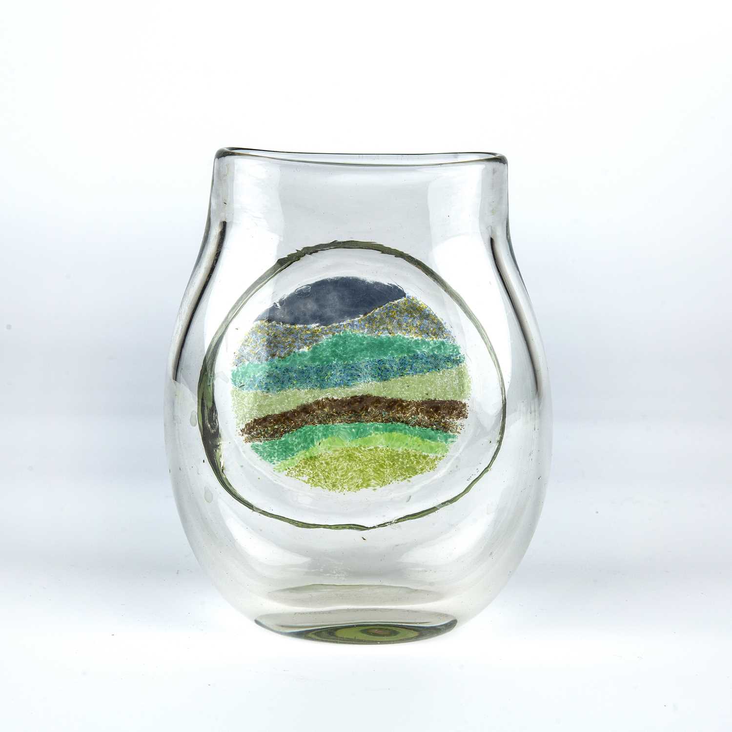 Pauline Solven (b.1943) Landscape vase studio glass with clear body signed 'Pauline Solven RH - Image 3 of 3