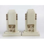 Orchies, France A pair of Art Deco vases rectangular form with gilt decoration of flowers and leaves