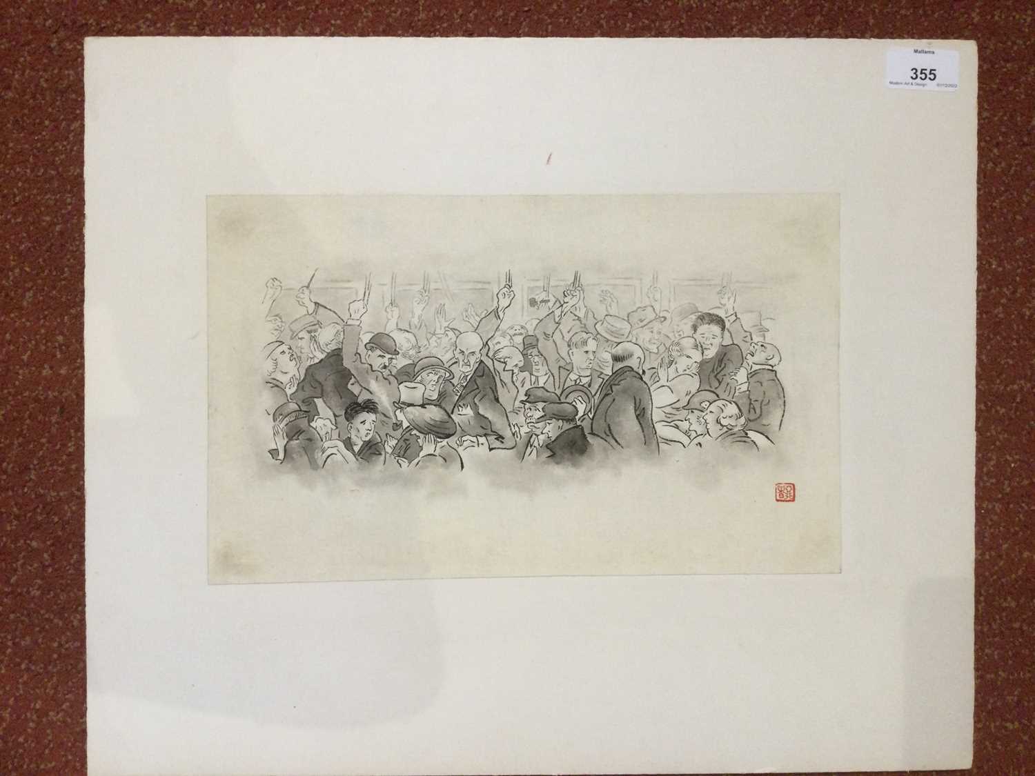 Chiang Yee (1903-1977) Coronation night on the Underground signed with artist's seal (lower right) - Image 7 of 8