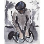 Josef Herman (1911-2000) Crouching Figure, circa 1970 pen, ink, and wash on paper 25 x 19.5cm.