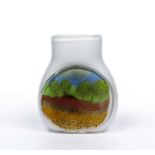 Pauline Solven (b.1943) Landscape vase studio glass with white body signed to the base 'Pauline