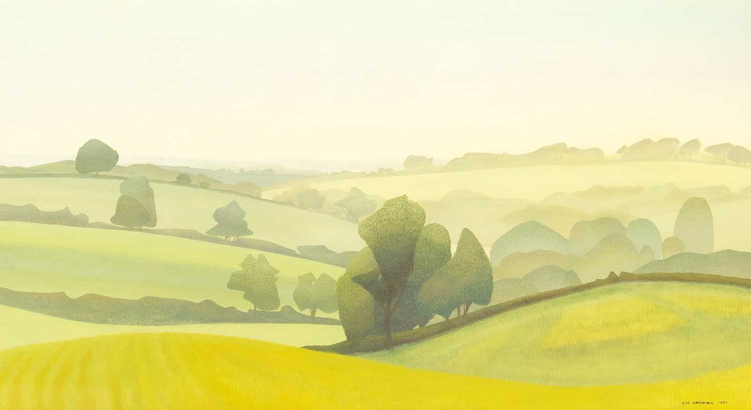 Jill Hutchings (20th Century) Rolling Hills, 1982 signed and dated (lower right) gouache 20 x 38cm.