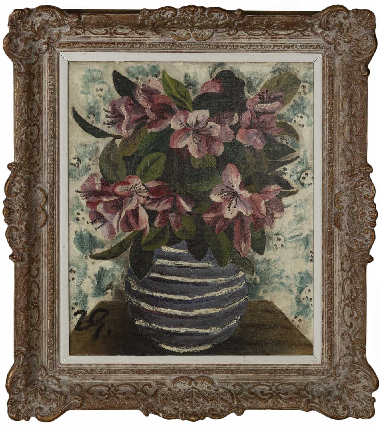 Joan Gillchrest (1918-2008) Still Life of Pink Lilies signed with initials (lower left) oil on - Image 2 of 3