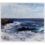 Kurt Jackson (b.1961) Big Battling Seal in the Surf, Porthmeor, 2014 artist's proof, signed and