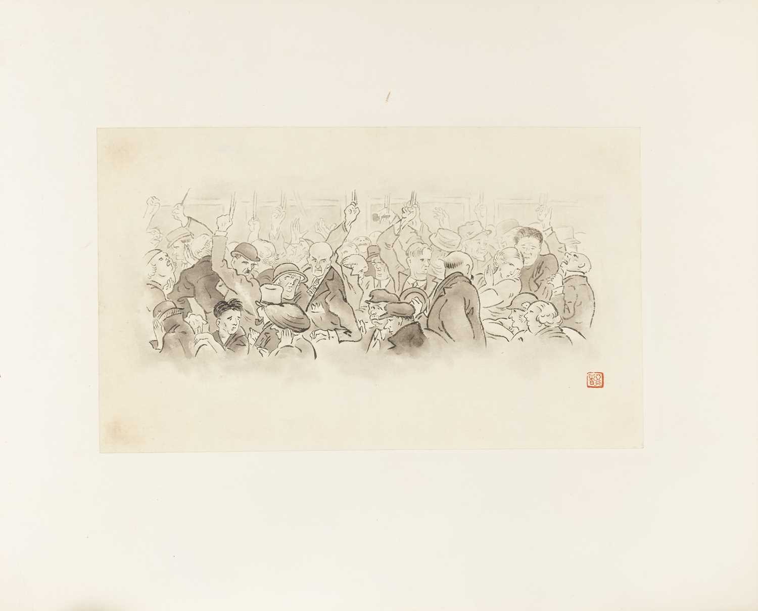 Chiang Yee (1903-1977) Coronation night on the Underground signed with artist's seal (lower right) - Image 2 of 8