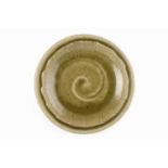 Phil Rogers (1951-2020) Dish green ash glaze impressed potter's seal 26cm diameter. Provenance: