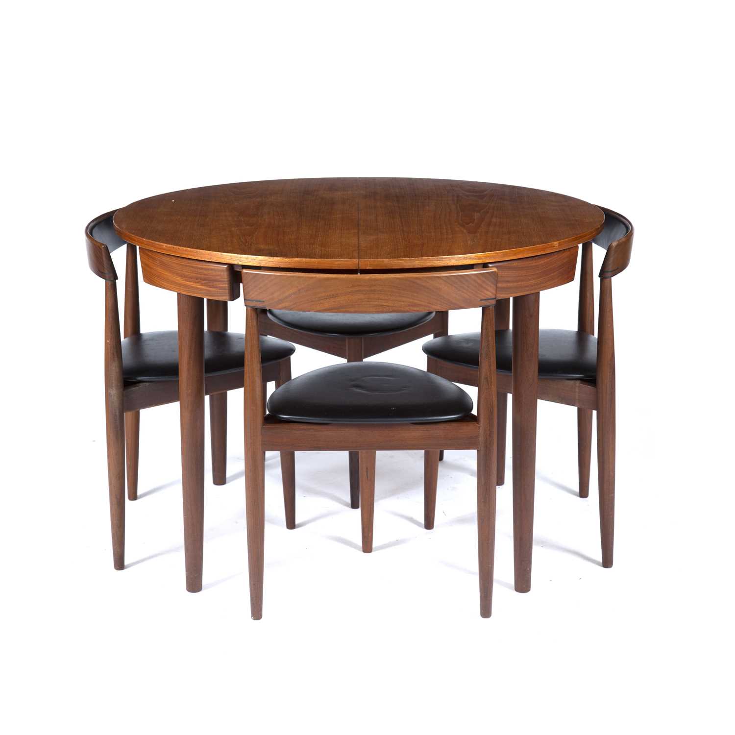 Hans Olsen (1919-1992) for Frem Røjle, Denmark Roundette table and four chairs, circa 1960 teak