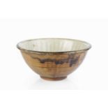 Bernard Leach (1887-1979) Bowl tenmoku glaze with ash glaze interior impressed potter's and