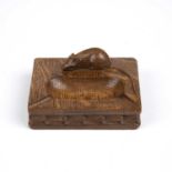 Robert Thompson of Kilburn (1876-1955) Mouseman early ashtray, circa 1940 oak carved mouse signature