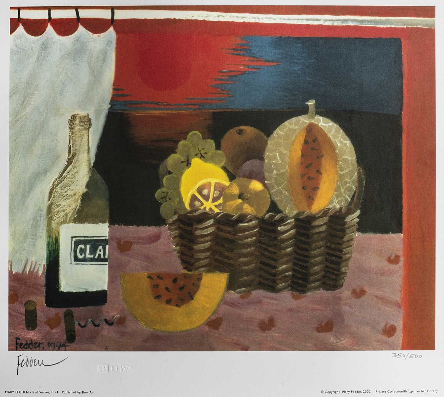 Mary Fedden (1915-2012) Red Sunset, 1994 350/550, signed and numbered in pencil (in the margin)