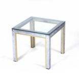 Romeo Rega (1925-1984) Occasional table chrome and gilt metal with square glass top 42cm high,
