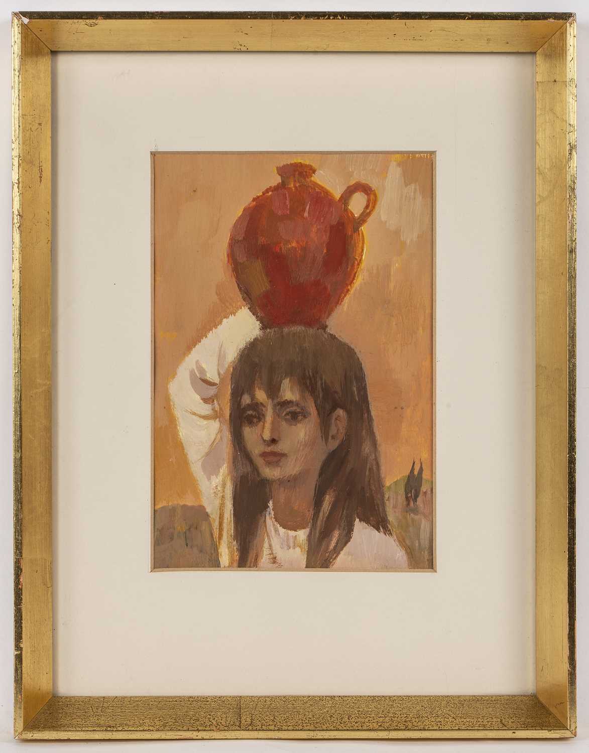 Ursula McCannell (1923-2015) Girl with Pitcher oil on paper 20 x 13cm. Provenance: Ashgate - Image 2 of 3