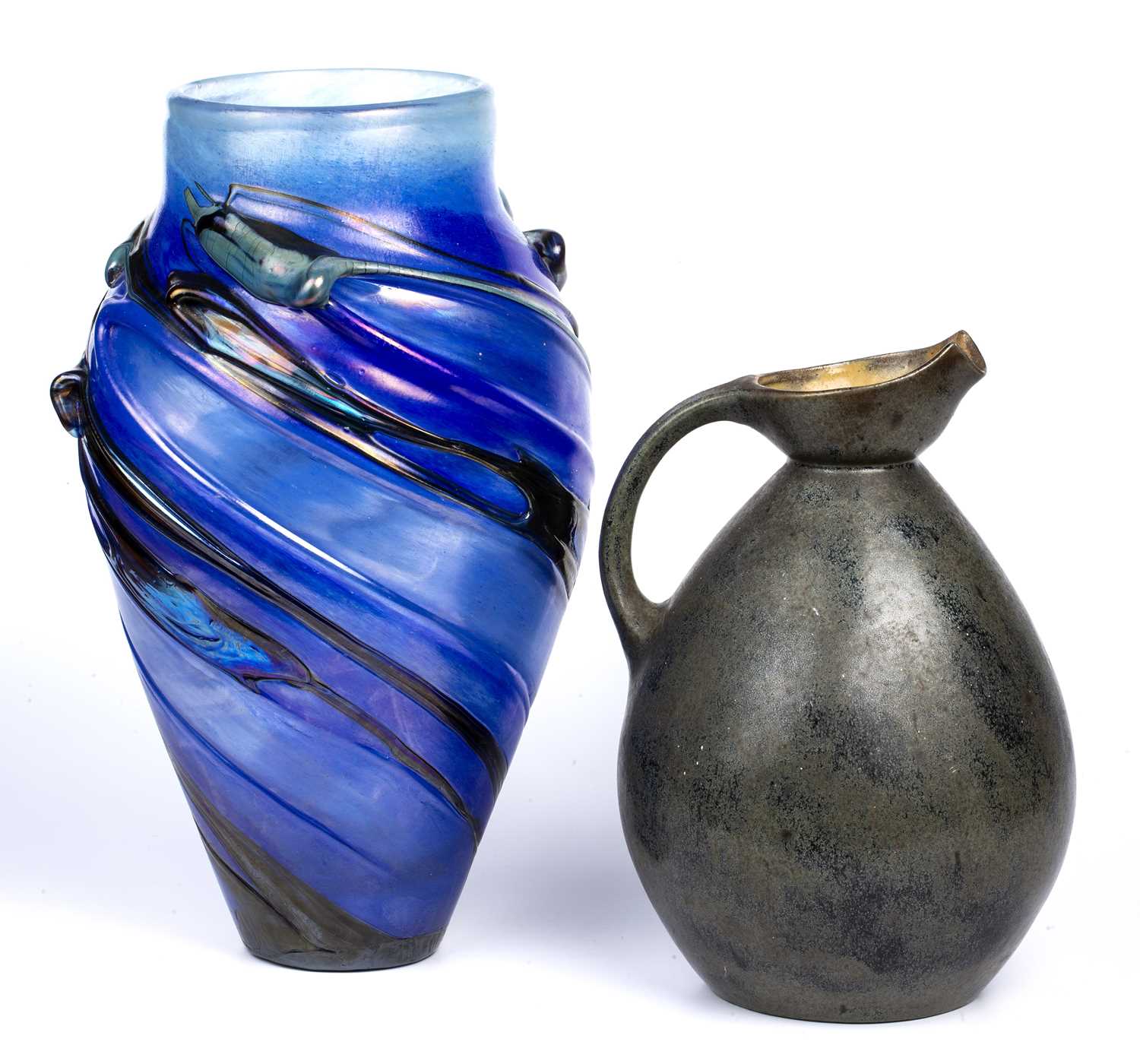 Ada Loumani (b.1959) Large vase, 1997 swirled blue glass signed and dated 40cm high; and a Martin - Image 2 of 4
