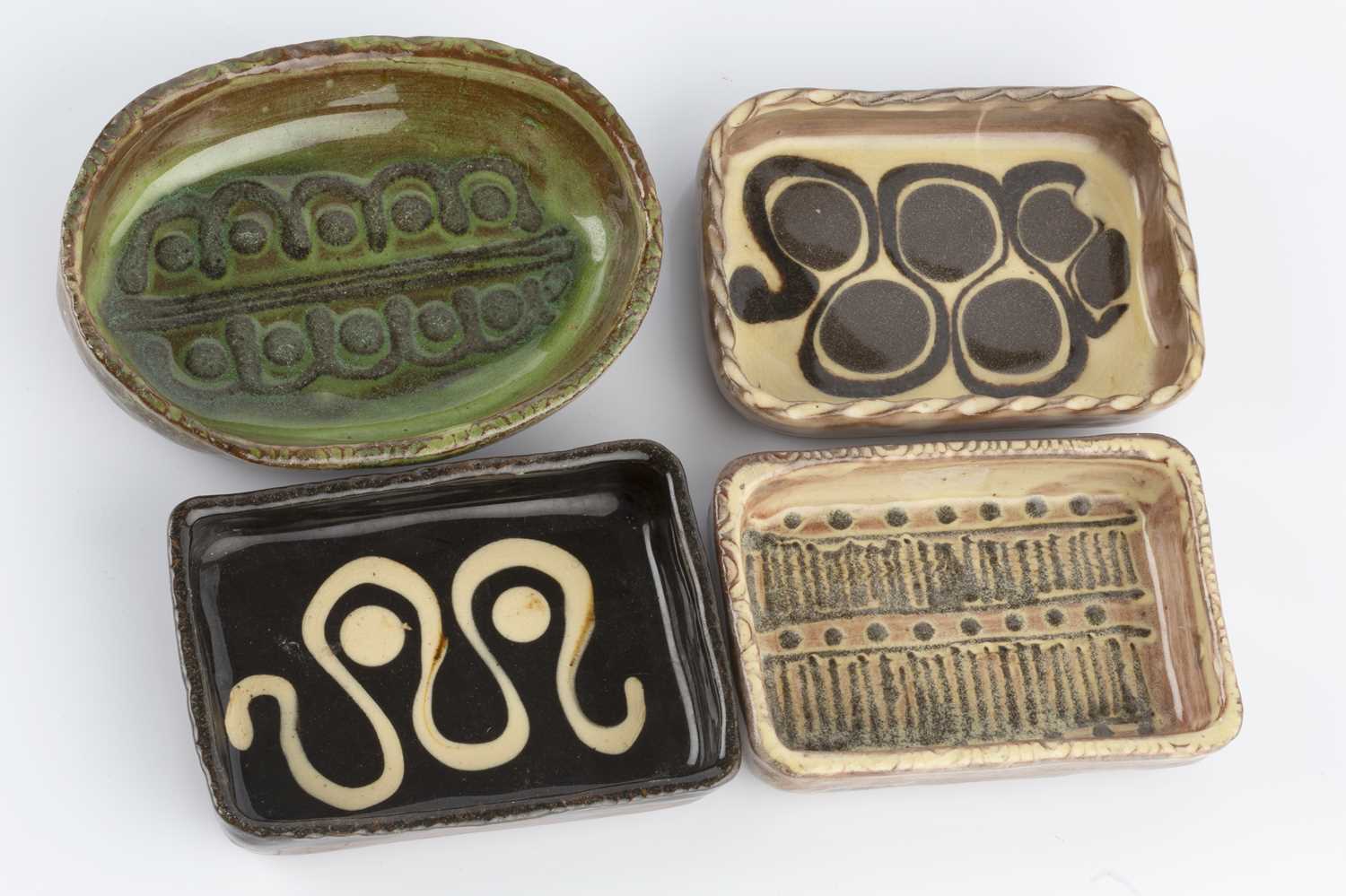 Winchcombe Pottery Four early butter dishes attributed by Ray Finch or Michael Cardew each with an - Image 2 of 6