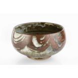 John Leach (1939-2021) at Muchelney Pottery Bowl, 1991 nuka glaze with wax-resist decoration