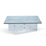 Manner of Alessandro Albrizzi Coffee table lucite base with glass top 40cm high, 107cm long, 75cm