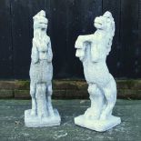 A pair of reconstituted stone horses