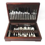 A modern silver canteen of cutlery