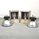 A pair of industrial ceiling lights