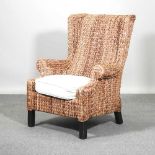 A modern wicker armchair