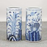 A pair of Chinese porcelain stick stands