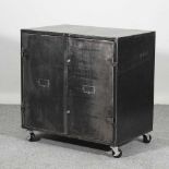 An industrial style metal side cabinet