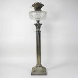 A 19th century silver plated oil lamp base