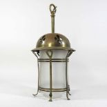 An Art Nouveau brass lantern