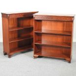 A pair of reproduction dwarf open bookcases