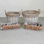 Three wicker planters