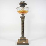 A 19th century simulated marble oil lamp base
