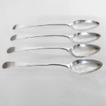 A collection of four Old English pattern silver teaspoons