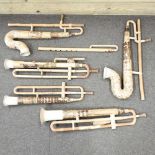 A collection of bamboo woodwind instruments