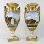 A pair of 19th century Paris porcelain vases