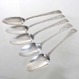 A set of five bright cut silver teaspoons