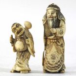 Two Japanese carved bone netsuke