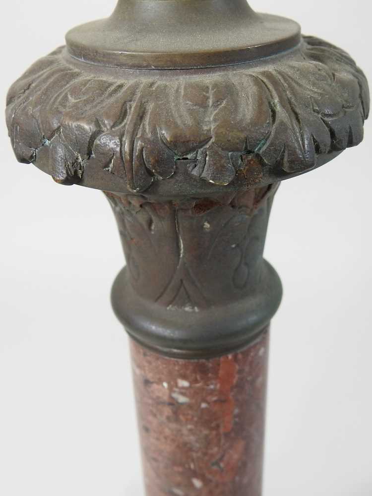 A 19th century bronzed oil lamp base - Image 3 of 9