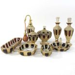 An early 20th century Bohemian glass dressing table set