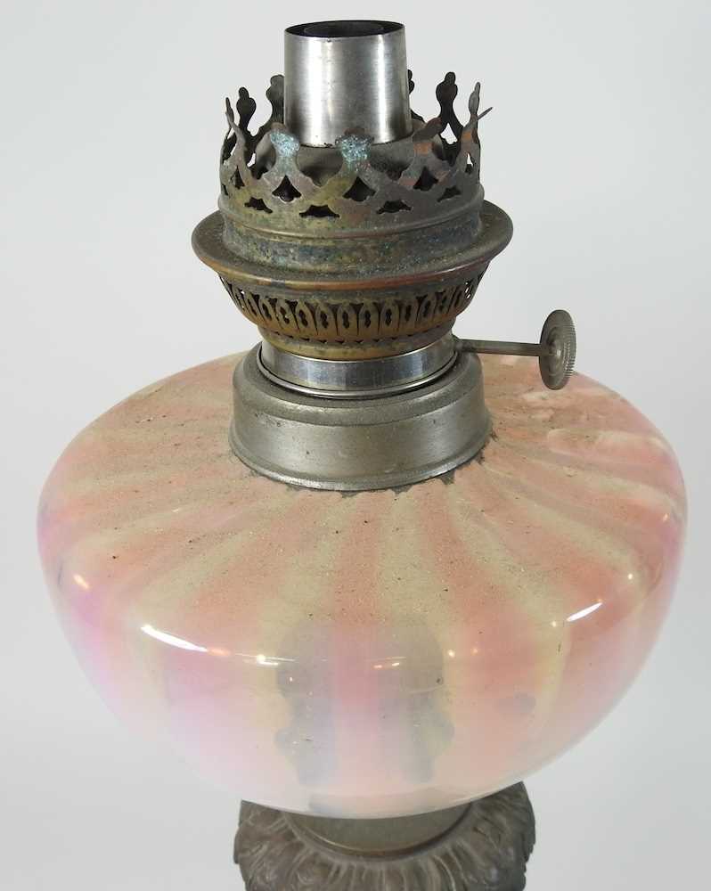 A 19th century bronzed oil lamp base - Image 2 of 9