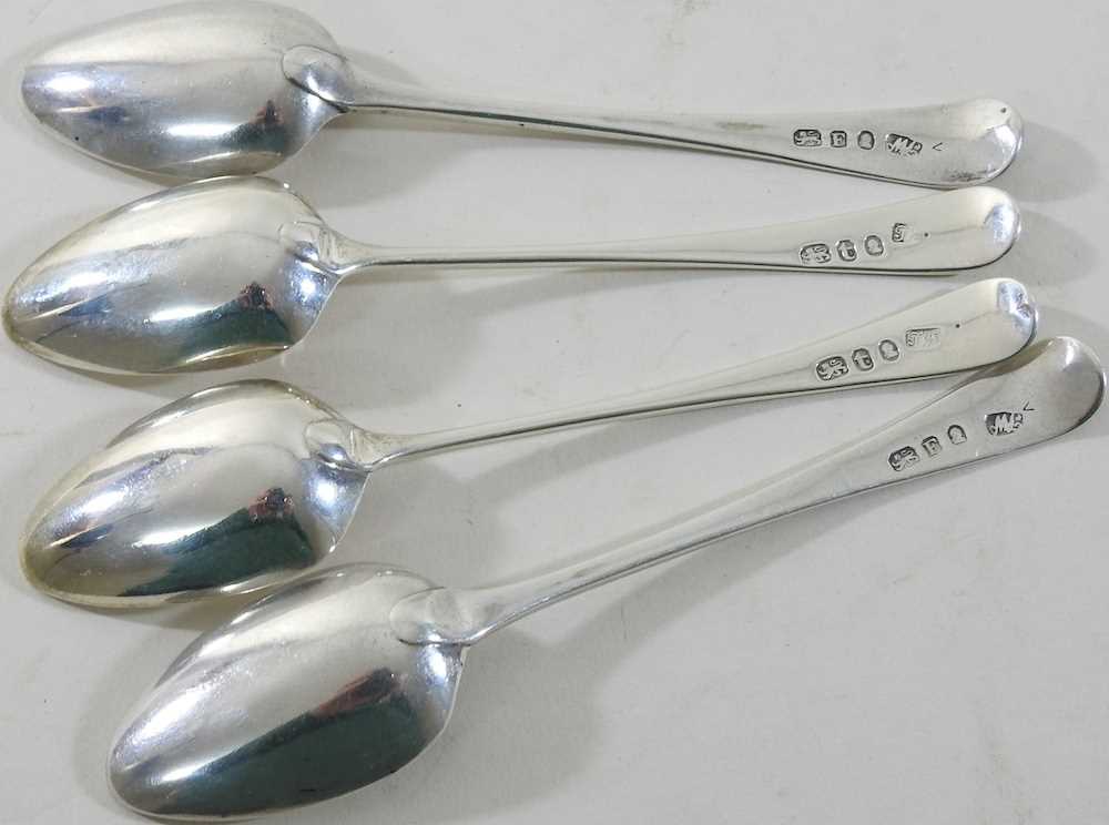 A collection of five old English pattern silver teaspoons - Image 3 of 5