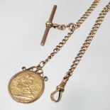 An early 20th century 9 carat gold pocket watch chain